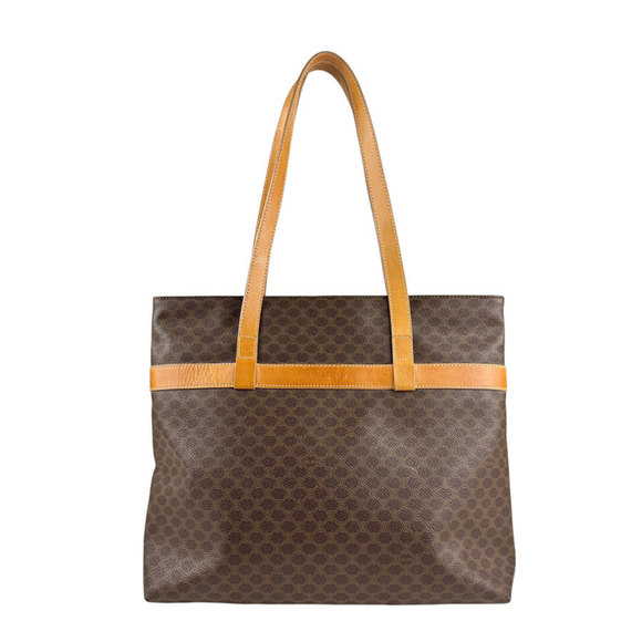 CELINE Shoulder Bag Macadam Coated Canvas Leather Brown Men's Women's z5870 - Picture 1 of 5